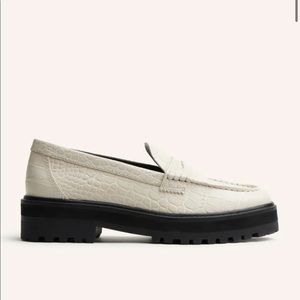 Reformation Agnes Chunky Loafer White Croc 8.5